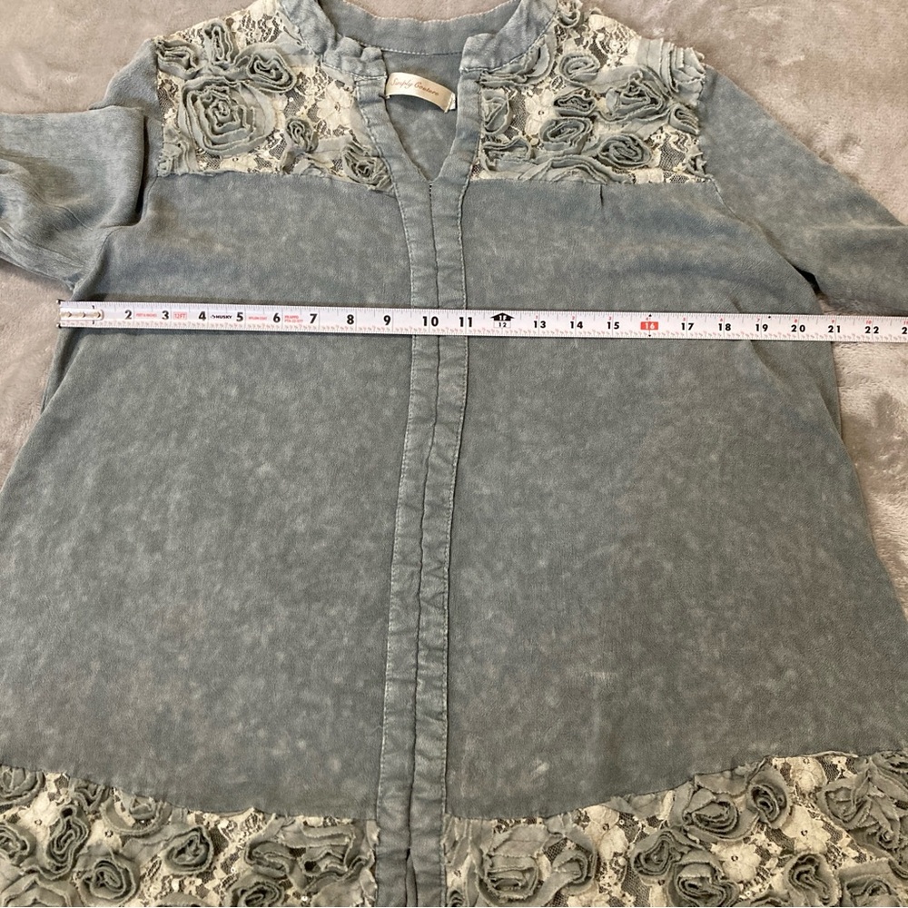 Simply Couture Women’s Blouse Gray Embellished Long Sleeve Size S Bohemian - Picture 10 of 14
